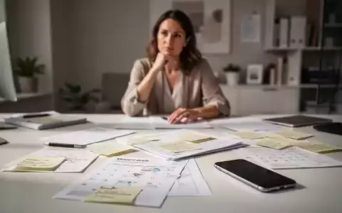 Eine Frau arbeitet konzentriert an einem Schreibtisch mit Notizen und Kalender, was die mentale Belastung durch Care-Arbeit symbolisiert. - Foto: über boerse-global.de