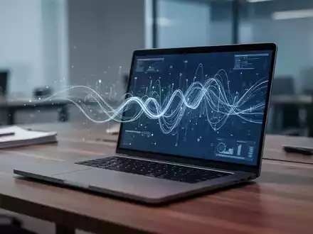 Modernes Laptop auf einem Schreibtisch mit abstrakter Datenflussvisualisierung zur Netzwerkbandbreitenverwaltung. - Foto: über boerse-global.de