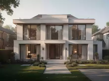 Ein modernes Einfamilienhaus in einer ruhigen Wohngegend bei Tageslicht, symbolisch für Immobiliennachfolge und Erbschaft. - Foto: über boerse-global.de