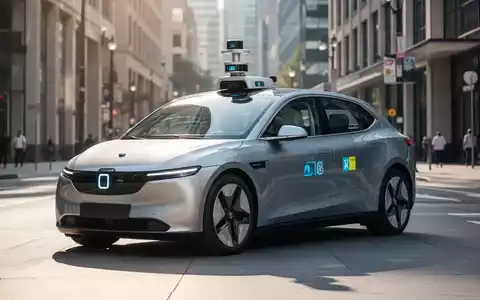 Modernes autonomes Robotaxi auf einer Stadtstraße geparkt, mit fortschrittlicher Sensortechnologie. - Foto: über boerse-global.de