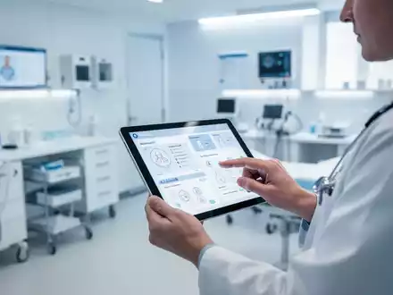 Medizinisches Fachpersonal nutzt Tablet für digitale Patientenakten in moderner Klinik. - Foto: über boerse-global.de