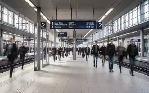 Moderner, sauberer Bahnsteig in einem deutschen Bahnhof mit Reisenden im Hintergrund. - Foto: über boerse-global.de