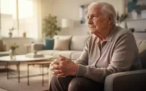 Eine nachdenkliche ältere Person in einem hellen, modernen Wohnraum, die Aspekte des gesunden Alterns symbolisiert. - Foto: über boerse-global.de