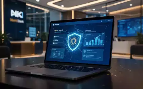 Nahaufnahme eines Laptop-Bildschirms mit digitalen Bank-Sicherheitsmaßnahmen in einem modernen Büro. - Foto: über boerse-global.de
