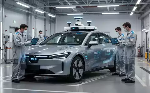 Ein modernes autonomes Robotaxi bei technischer Inspektion und Wartung in einer professionellen High-Tech-Werkstatt. - Foto: über boerse-global.de