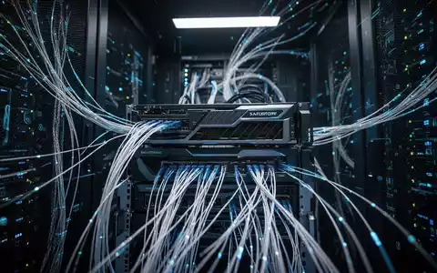 Moderner Serverraum mit leuchtenden Glasfaserkabeln für digitale Datensicherheit und künstliche Intelligenz. - Foto: über boerse-global.de