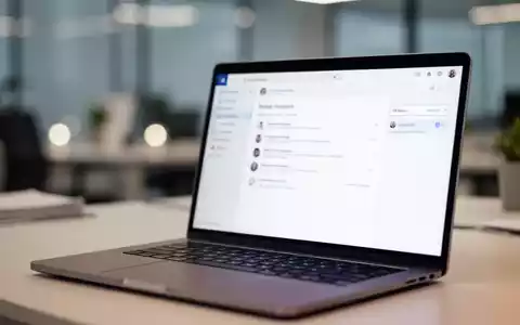 Laptop-Bildschirm in einem modernen Büro als Symbol für die geschäftliche und private E-Mail-Kommunikation am Arbeitsplatz. - Foto: über boerse-global.de