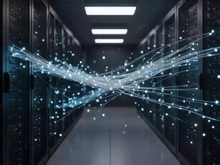 Abstrakte Darstellung von digitalen Sicherheitsrisiken durch künstliche Intelligenz in einem futuristischen Serverraum. - Foto: über boerse-global.de