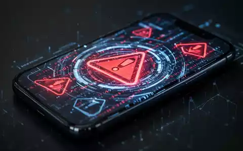 Smartphone-Bildschirm mit digitalen Sicherheitswarnungen und abstraktem Code, symbolisiert die Bedrohung durch Finanz-Malware. - Foto: über boerse-global.de