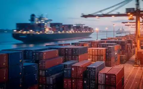 Ein belebter Containerhafen bei Dämmerung, der die globalen Handelsströme und die internationale Logistik symbolisiert. - Foto: über boerse-global.de