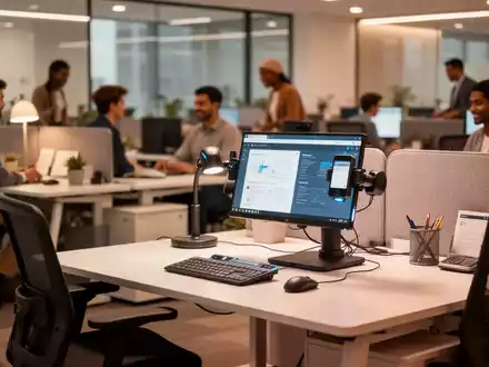 Moderner, barrierefreier Büroarbeitsplatz mit ergonomischer Ausstattung in einer professionellen Arbeitsumgebung. - Foto: über boerse-global.de