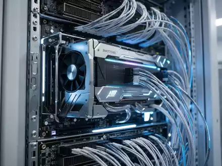 Nahaufnahme von KI-Serverhardware in einem Rechenzentrum mit fortschrittlicher Kühltechnik. - Foto: über boerse-global.de