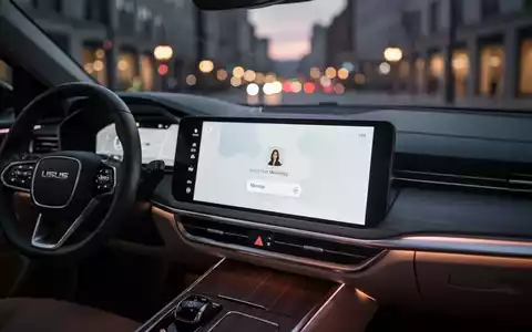 Modernes Auto-Infotainment-Display mit einer Messaging-App-Oberfläche im Fahrzeugarmaturenbrett. - Foto: über boerse-global.de