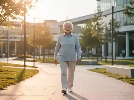 Ein älterer Mensch beim Spaziergang in einem sonnigen Park als Symbol für aktive Schlaganfallprävention. - Foto: über boerse-global.de