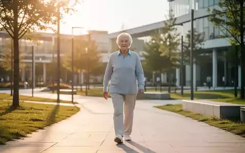 Ein älterer Mensch beim Spaziergang in einem sonnigen Park als Symbol für aktive Schlaganfallprävention. - Foto: über boerse-global.de