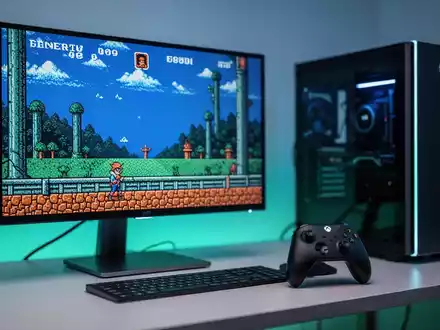 Modernes Gaming-PC-Setup mit Controller, das die Integration klassischer Xbox-Titel auf Windows 11-Hardware zeigt. - Foto: über boerse-global.de