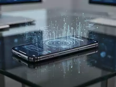 Smartphone auf einem Schreibtisch mit digitalen Datenreflexionen, die EU-Digitalkommunikation und Datenschutzpolitik darstellen. - Foto: über boerse-global.de