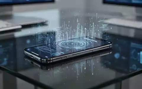 Smartphone auf einem Schreibtisch mit digitalen Datenreflexionen, die EU-Digitalkommunikation und Datenschutzpolitik darstellen. - Foto: über boerse-global.de