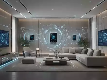 Modernes, minimalistisch eingerichtetes Wohnzimmer mit integrierter Smart-Home-Technologie in einer hochauflösenden Aufnahme. - Foto: über boerse-global.de