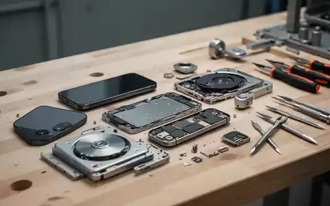 Zerlegtes Smartphone und Elektrobauteile auf einem Werkstatttisch, umgeben von hochwertigem Reparaturwerkzeug. - Foto: über boerse-global.de