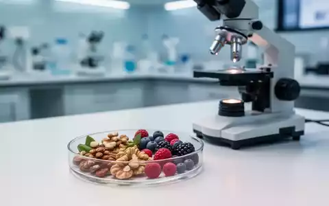 Ein Labor-Setting mit biologischen Lebensmittelproben und wissenschaftlichen Instrumenten zur Erforschung von Ernährung. - Foto: über boerse-global.de