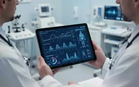 Medizinisches Fachpersonal bei der Analyse von Gesundheitsdaten auf einem Tablet zur Untersuchung von Körperfettwerten. - Foto: über boerse-global.de