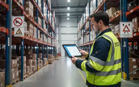 Sicherheitsbeauftragter mit Tablet bei der Prüfung von Sicherheitsvorgaben in einem modernen Lagerhaus. - Foto: über boerse-global.de