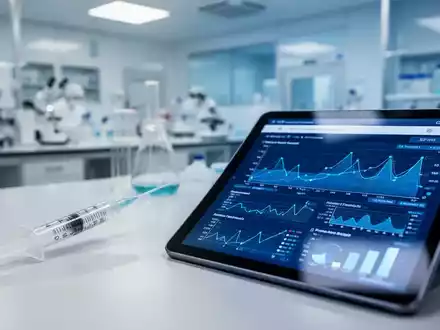 Medizinische Spritze und digitales Tablet mit klinischen Daten in einem modernen Labor. - Foto: über boerse-global.de