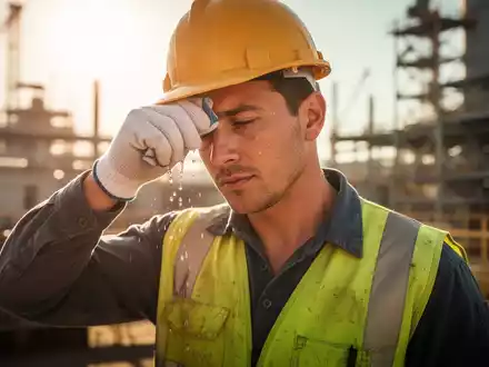 Ein Arbeiter wischt sich bei intensiver Sommerhitze den SchweiĂ von der Stirn. - Foto: ĂŒber boerse-global.de