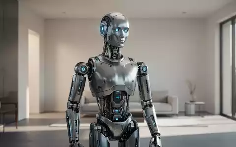 Schlanker humanoider Roboter in modernem Wohnambiente, Symbol für Robotik im Alltag. - Foto: über boerse-global.de