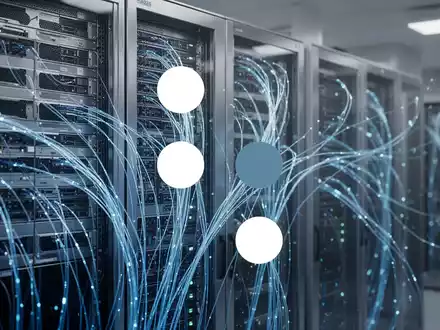 Futuristisches Quantencomputer-Labor mit leuchtenden Glasfaserkabeln und technischer Infrastruktur. - Foto: über boerse-global.de