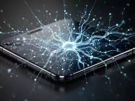 Modernes Smartphone mit einer abstrakten KI-Benutzeroberfläche zur Visualisierung agentischer Systeme. - Foto: über boerse-global.de