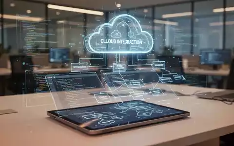 Holografische Datenvisualisierung von Softwarearchitektur und Cloud-Migration in einem modernen Büro. - Foto: über boerse-global.de