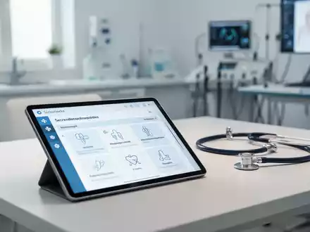 Tablet mit digitalen Patientenakten in einer modernen, sauberen Arztpraxis. - Foto: über boerse-global.de