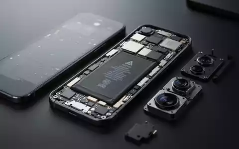 Innenkomponenten eines zerlegten Smartphones auf dunkler Arbeitsfläche, Ingenieurspräzision hervorgehoben. - Foto: über boerse-global.de