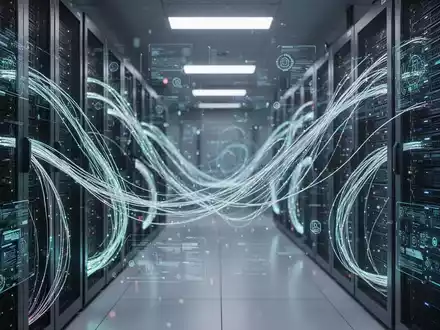 Moderner Serverraum mit digitalen Datenvisualisierungen für sichere unternehmenseigene KI-Dokumenteninfrastruktur. - Foto: über boerse-global.de