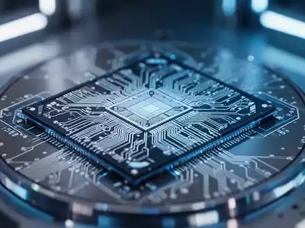 Nahaufnahme eines hochtechnologischen Silizium-Photonik-Lidar-Chips mit komplexer Schaltung auf einem Halbleiterwafer. - Foto: über boerse-global.de