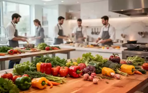 Eine moderne Gemeinschaftsküche mit frischem Gemüse und Menschen, die gemeinsam kochen. - Foto: über boerse-global.de