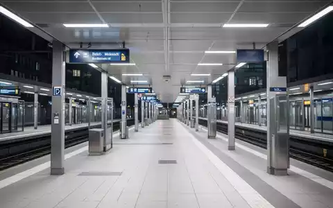 Moderner, leerer Bahnsteig einer deutschen Bahnstation bei Tageslicht als Symbol für Sicherheit und Ordnung. - Foto: über boerse-global.de