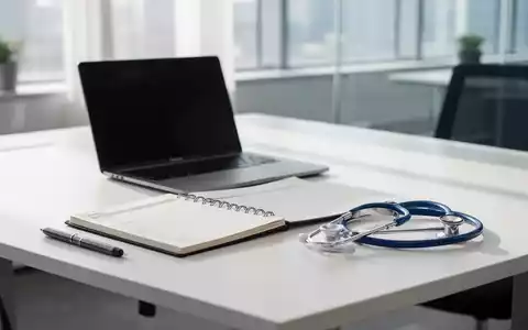 Ein moderner Schreibtisch mit Laptop und Stethoskop als Symbol für die Verbindung von Arbeit und medizinischer Genesung. - Foto: über boerse-global.de