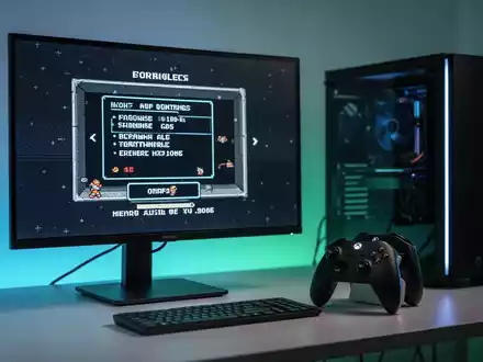 Moderner Gaming-Monitor und Xbox-Controller auf einem sauberen Schreibtisch, die die Integration klassischer Spiele auf dem PC darstellen. - Foto: über boerse-global.de