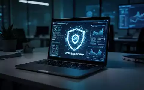 Laptop-Bildschirm mit digitalen Sicherheitsdaten in einem gedimmten, professionellen Büro. - Foto: über boerse-global.de