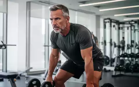Ein sportlicher Mann über 40 trainiert fokussiert in einem modernen Fitnessstudio. - Foto: über boerse-global.de
