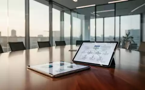 Moderner Konferenzraum mit Tablet, das Datenanalysen und Prozessdiagramme für eine strategische Unternehmensberatung zeigt. - Foto: über boerse-global.de