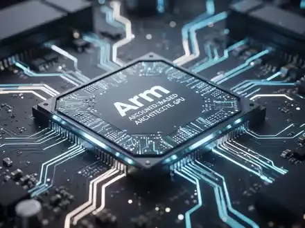 Nahaufnahme eines leistungsstarken GPU-Chips auf einem Arm-basierten Motherboard, das fortschrittliche Computertechnologie repräsentiert. - Foto: über boerse-global.de