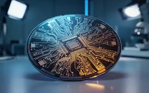 Nahaufnahme eines Hightech-Silizium-Halbleiterwafers unter filmischer Studiolichtbeleuchtung. - Foto: über boerse-global.de