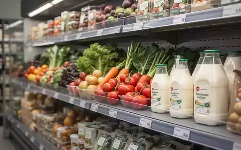 Nahaufnahme von frischen Lebensmitteln in einem deutschen Supermarktregal vor einem unscharfen Hintergrund. - Foto: über boerse-global.de