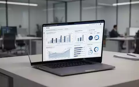 Ein moderner Schreibtisch mit einem Laptop, auf dem Gehaltsdaten und HR-Analysen für die Lohntransparenz dargestellt sind. - Foto: über boerse-global.de