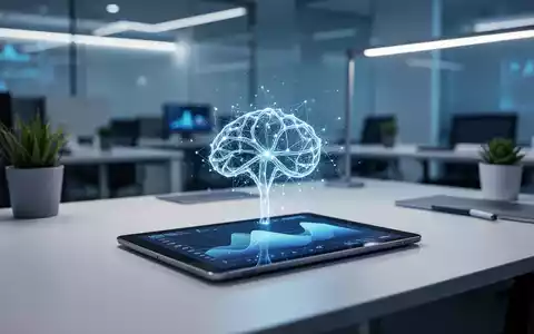 Modernes Büro mit digitalem Tablet, das Datenvisualisierungen und KI-Netzwerksymbole zur Compliance-Überwachung anzeigt. - Foto: über boerse-global.de