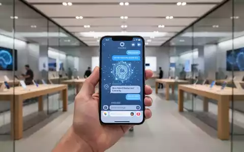 Nahaufnahme eines Smartphones mit KI-Chat-Oberfläche in einem modernen Apple Store. - Foto: über boerse-global.de